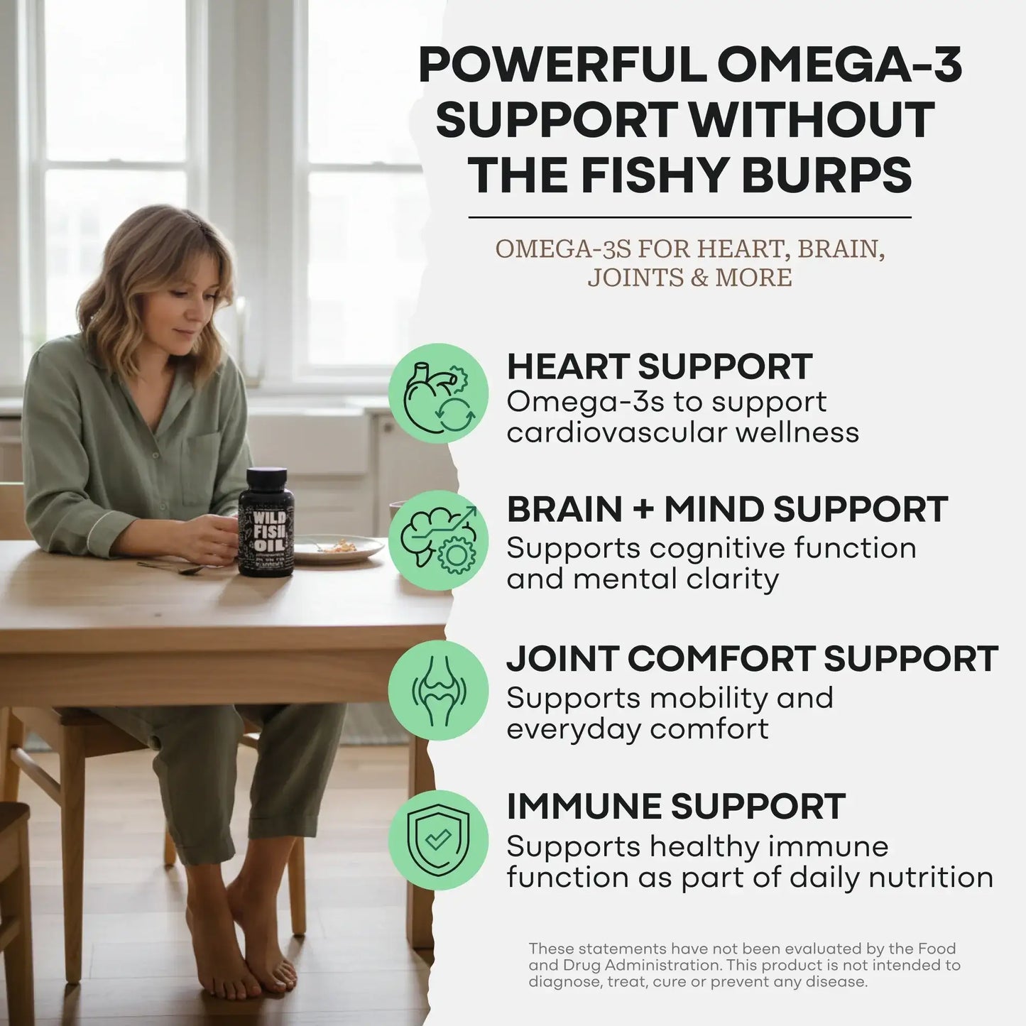 Wild Fish Oil Capsules, Omega-3 Blend, Sustainable, Pure, Third-Party Tested