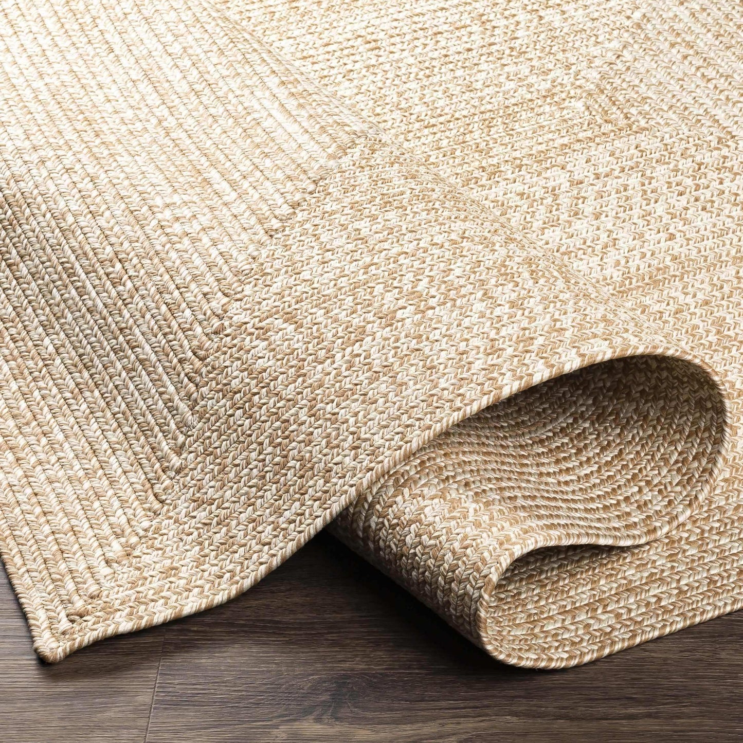 Cream Braided Faux Jute Outdoor Rug