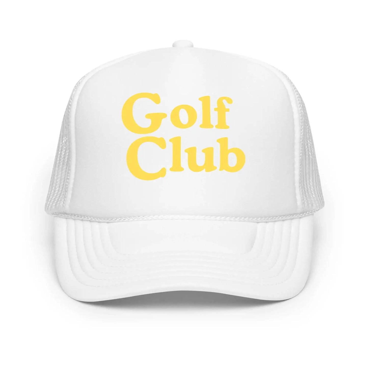 Golf Club Trucker Hat – Foam Mesh Hat with Golden Yellow Print
