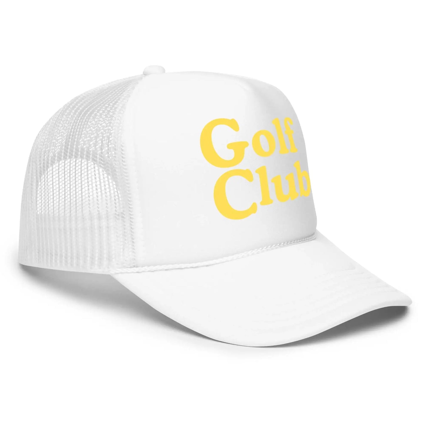 Golf Club Trucker Hat – Foam Mesh Hat with Golden Yellow Print