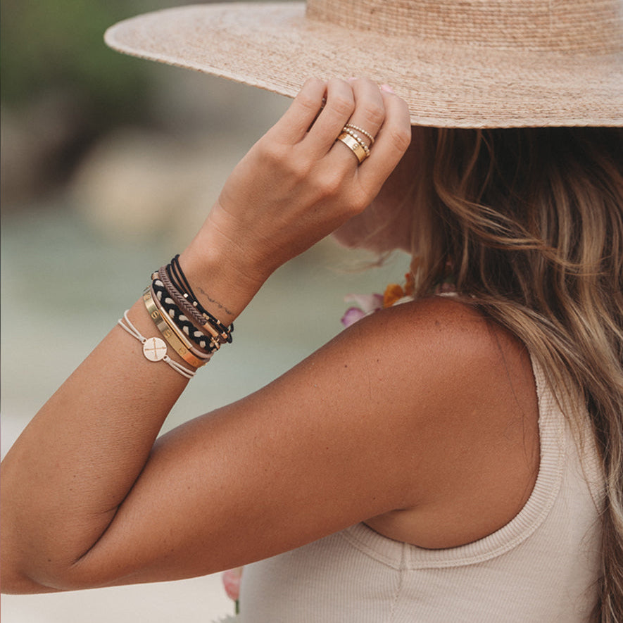"Focus" Blacks and Golds with Arrow Charm Hair Tie Bracelets