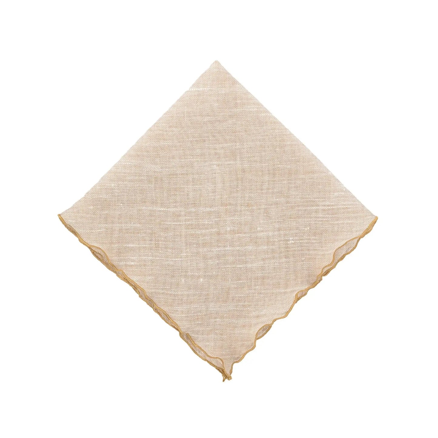 Gold Linen Napkins With Gold Ruffled Edges, Set of 4