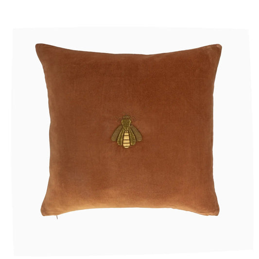 Golden Bee Silk Velvet Throw Pillow Cover 20 X 20