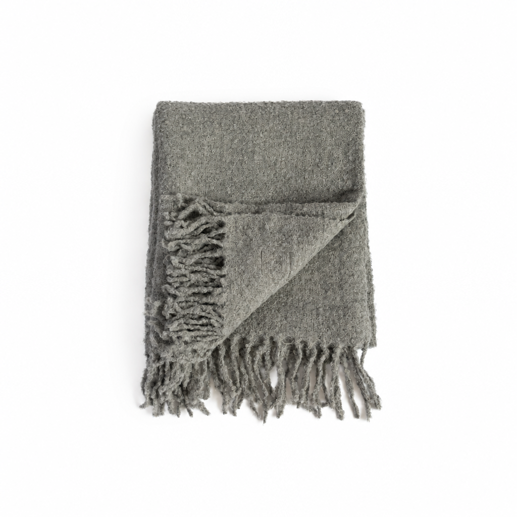 Handloomed Alpaca Bouclé Throw Blanket | Graphite | Made in Peru