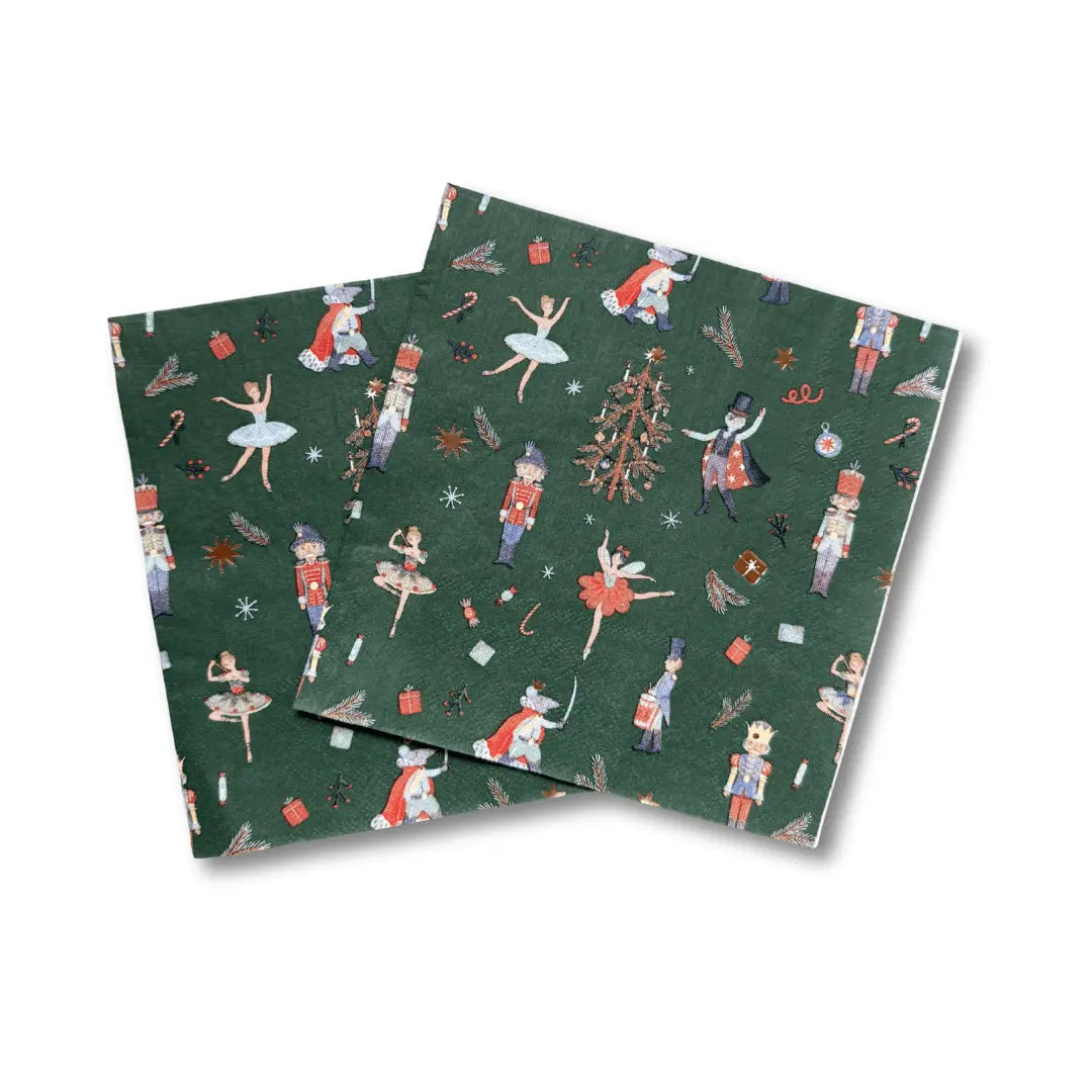 Nutcracker Christmas Dinner Napkins, Green (24 Pack)