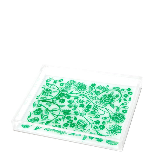 Green Toile Acrylic Tray