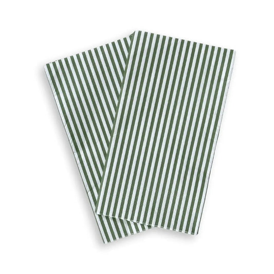 Green Stripe Christmas Guest Napkins (24 Pack)