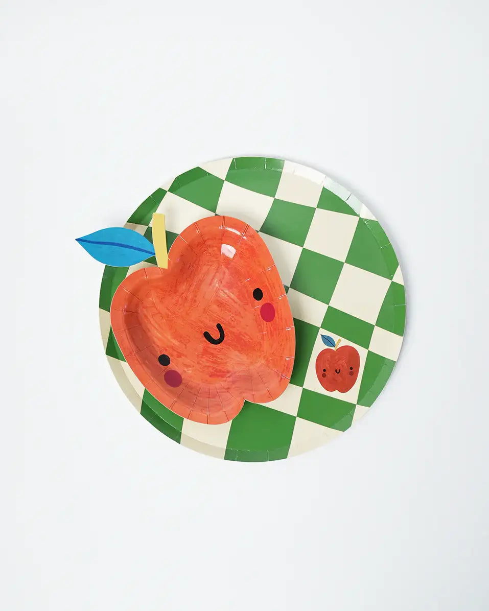 Little Chef Checkered Party Plates (9 Inch, 12 Count) | Kids Cooking Birthday Party Supplies | Colorful Checkerboard Paper Plates