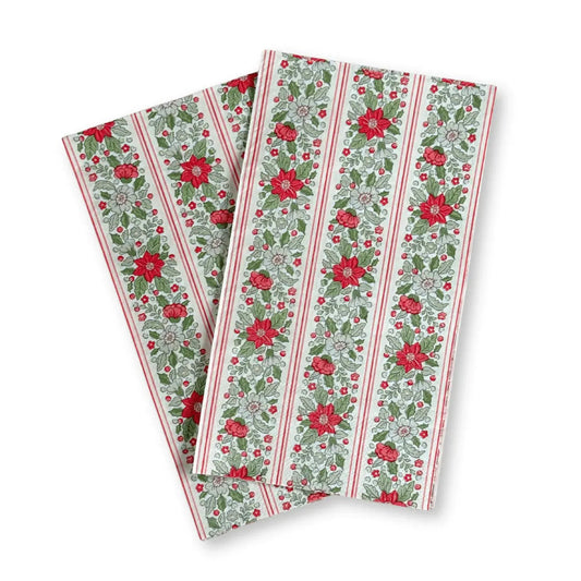 Christmas Guest Napkins, Holly Stripe (24 Pack)
