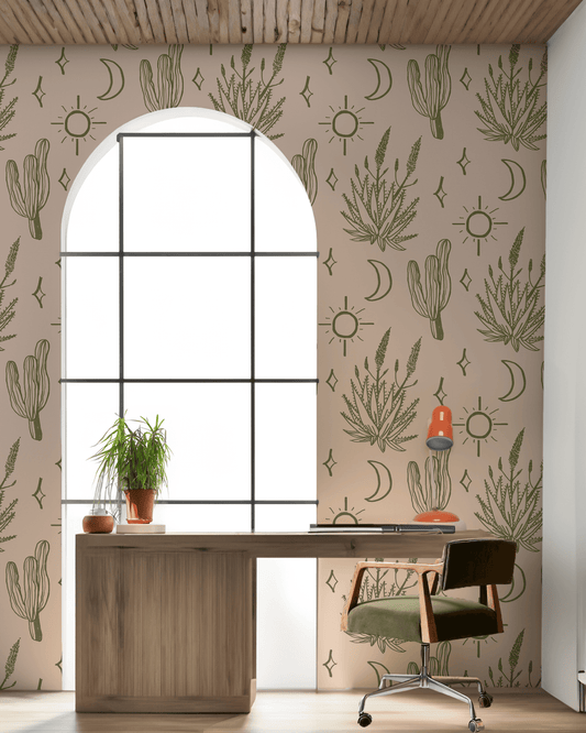Desert Sky Wallpaper, clay and green