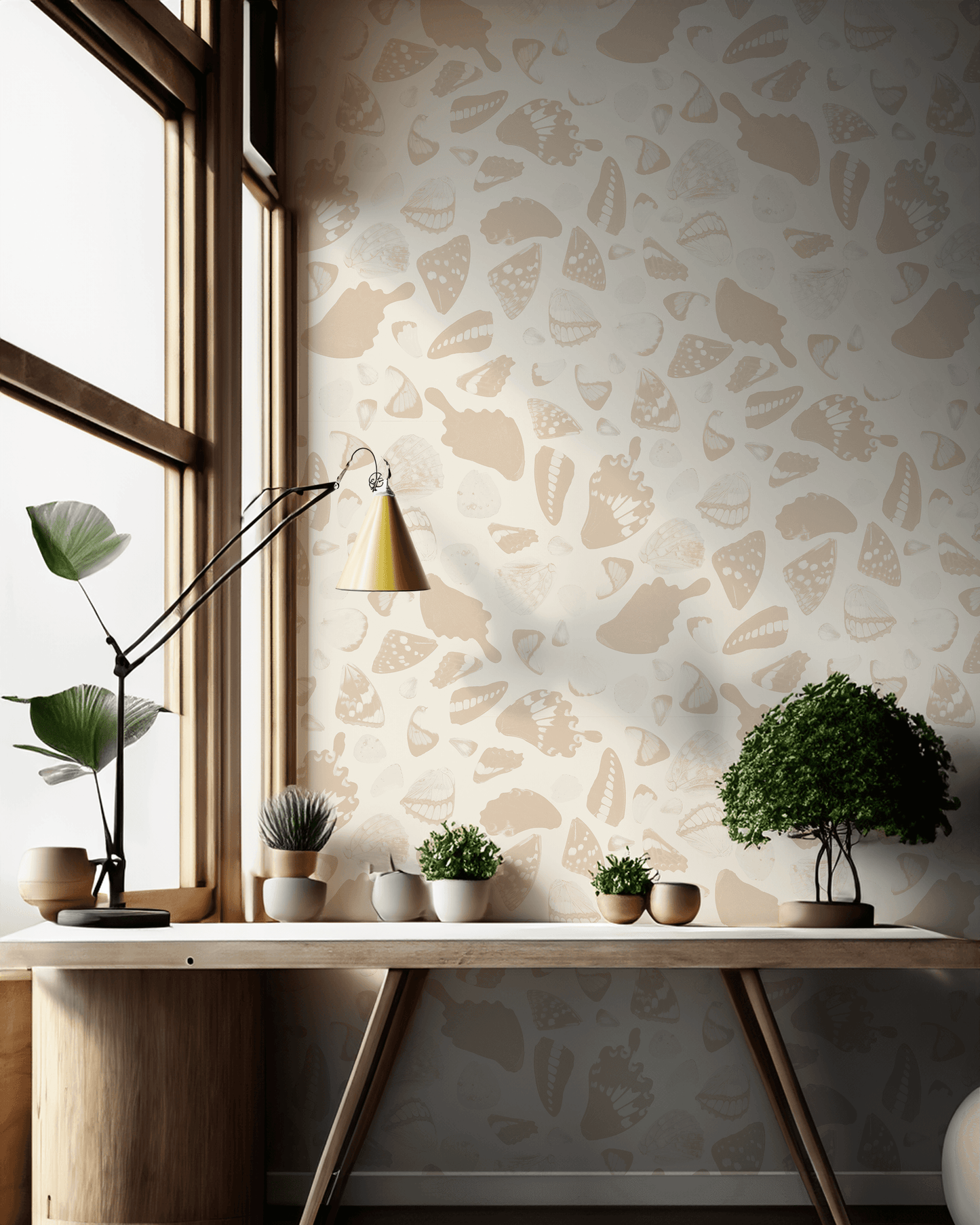 Butterfly Terrazzo Wallpaper, white and peach