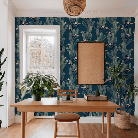 Los Cactus Wallpaper, blue