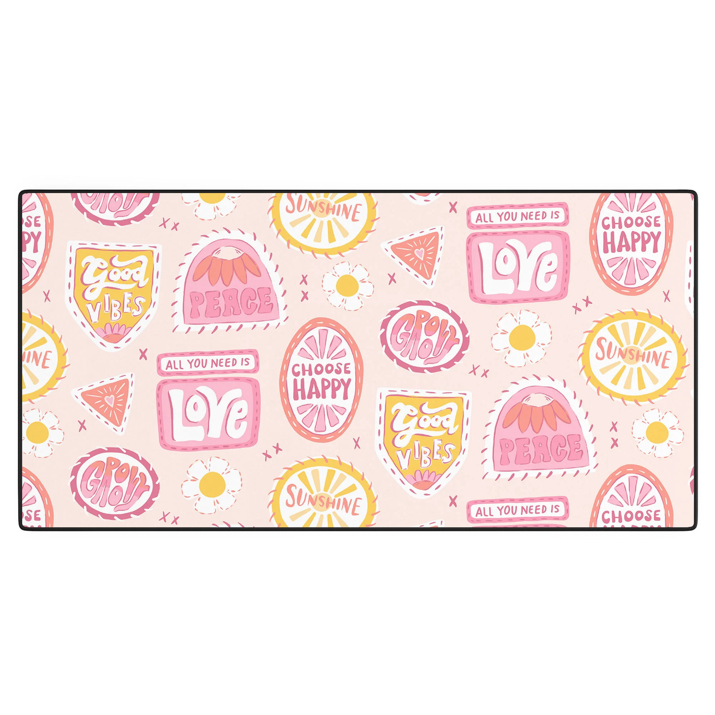 Groovy 70s Quote Patches Desk Mat