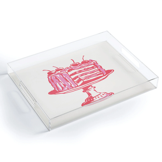 Pink Cake Acrylic Tray - Medium w/Handles