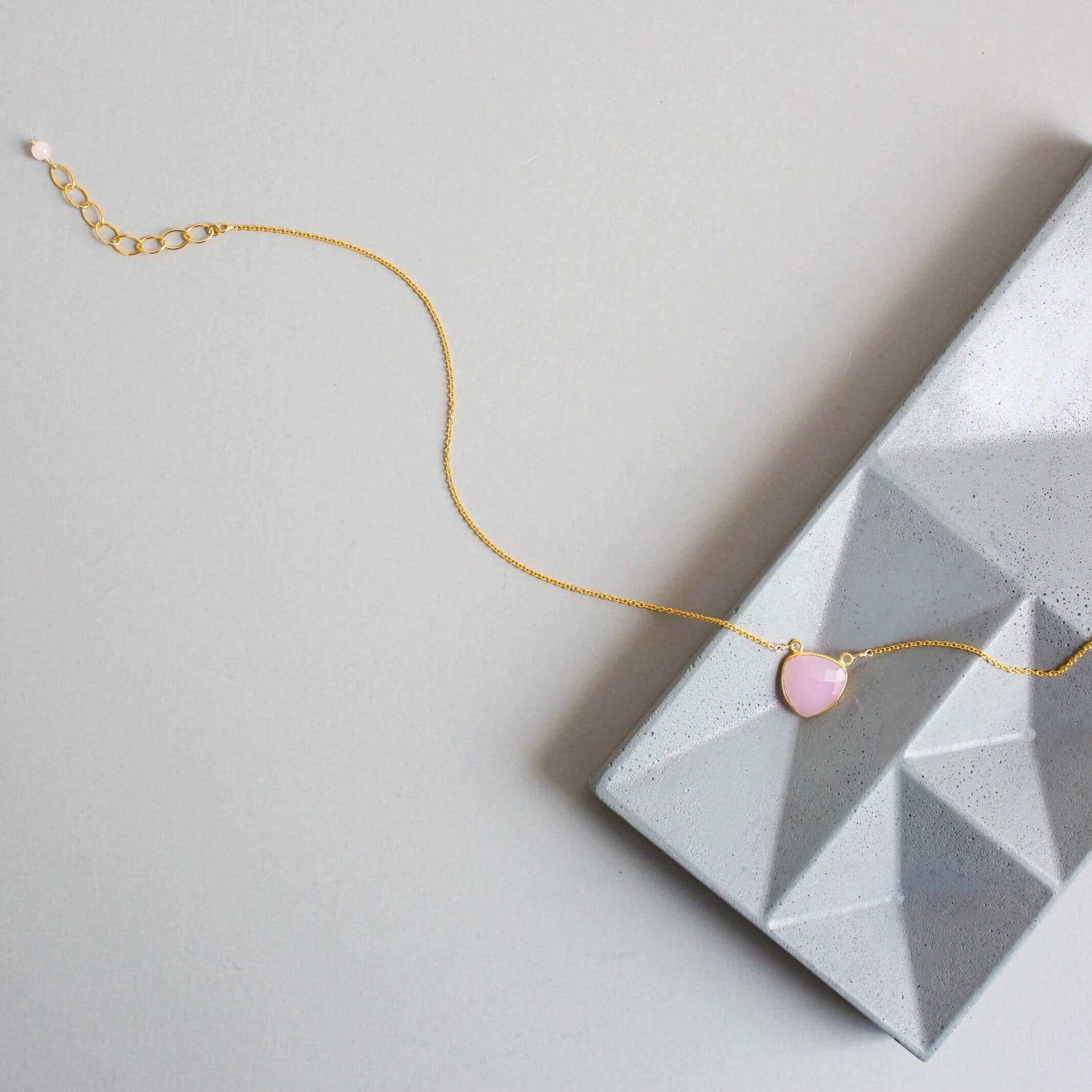 Pink Rose Quartz Pendant Necklace