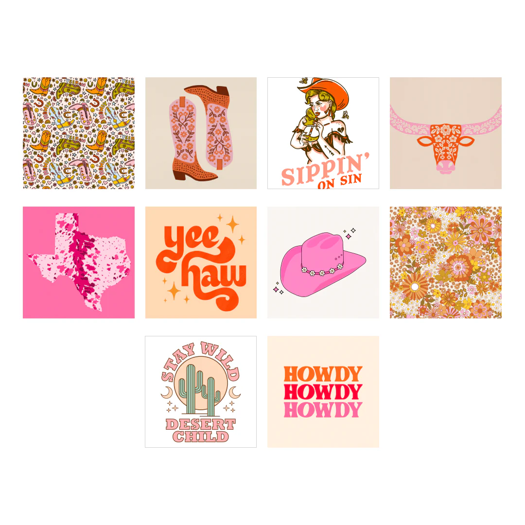 Western Collage Prints - Set of 10 Mixed