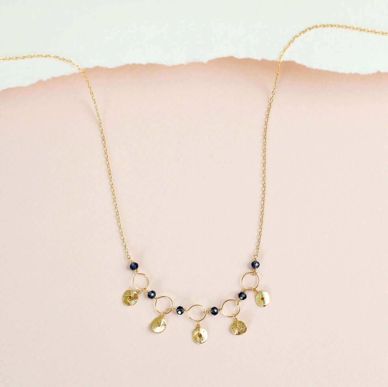 Black Spinel Mini Chain Loop Necklace