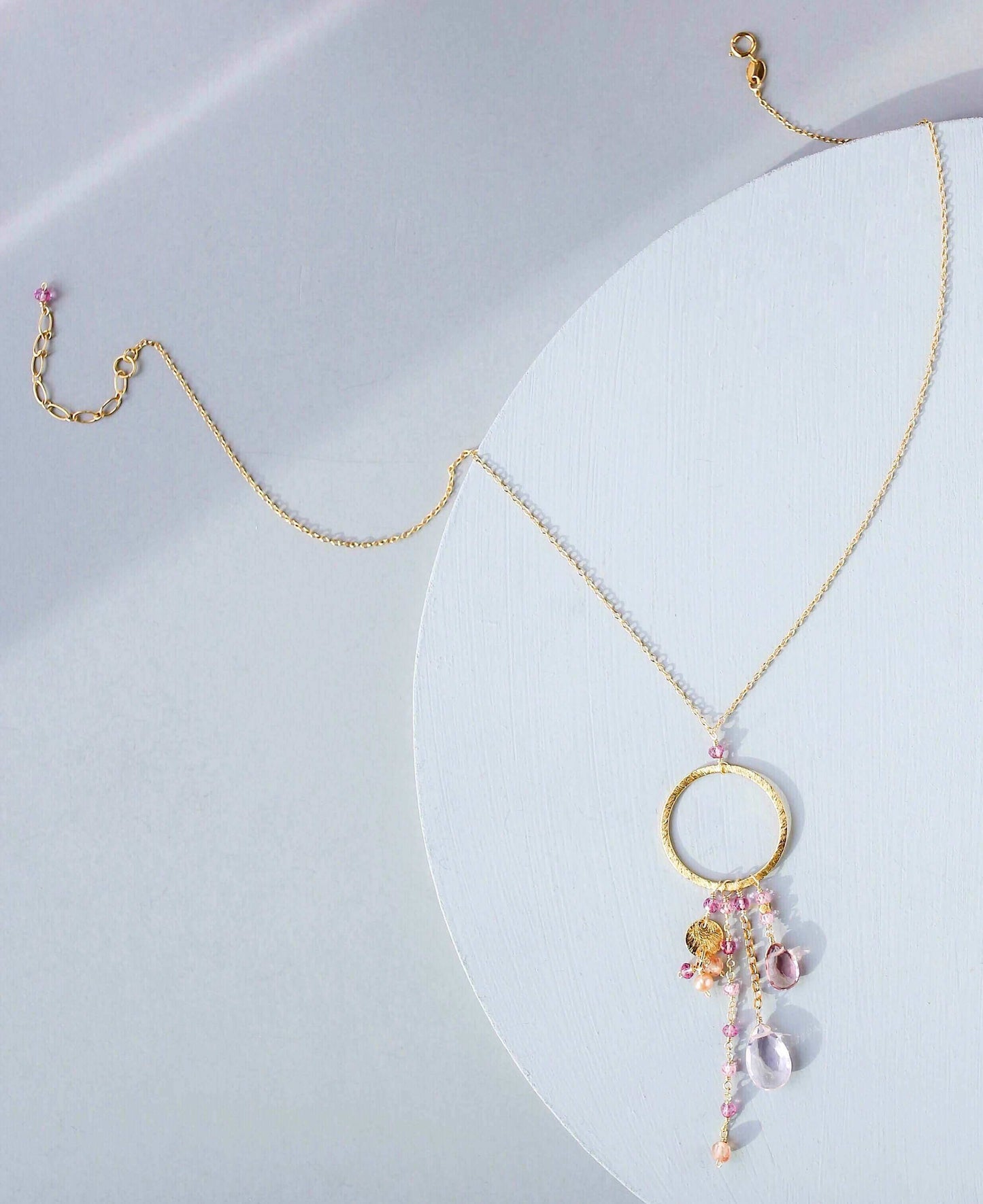The Ammil Necklace - Rose Pink Gemstones