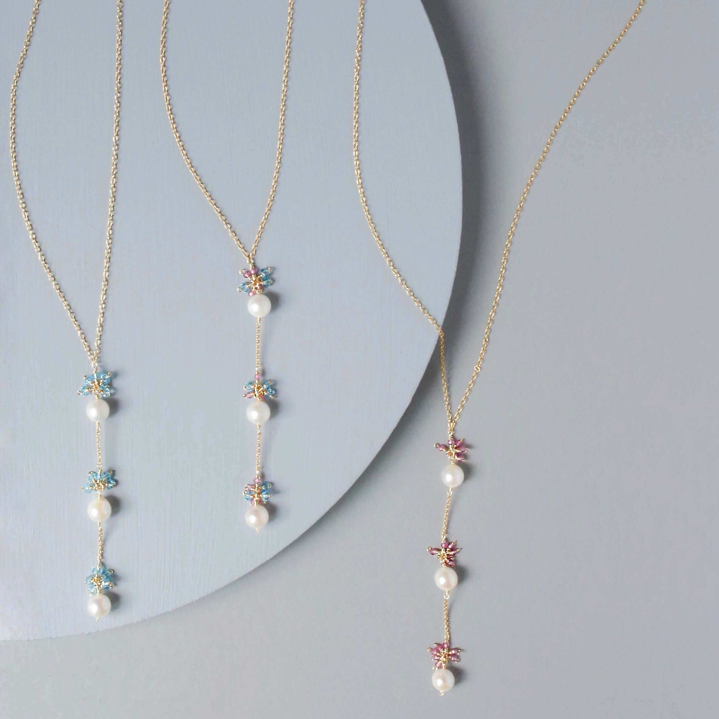 Pearl and Aquamarine Quartz Necklace