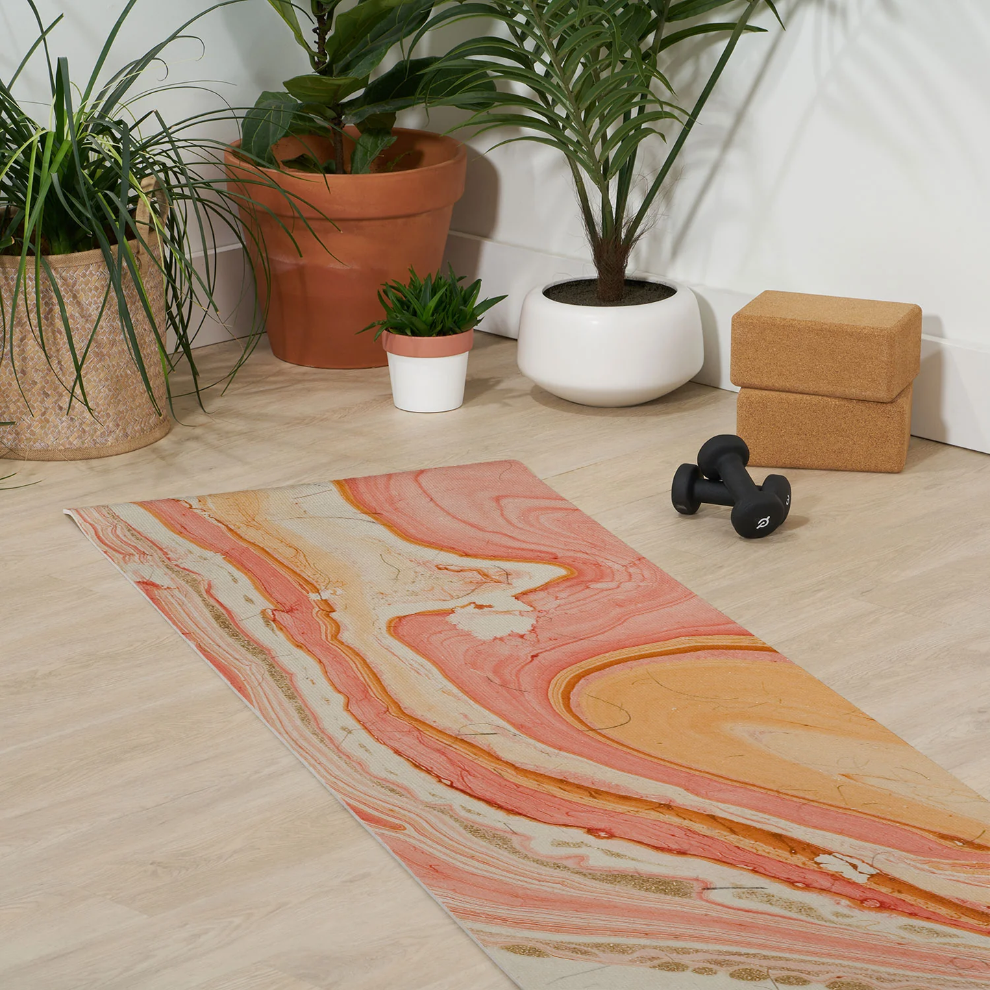 Pink Marbled Yoga Mat