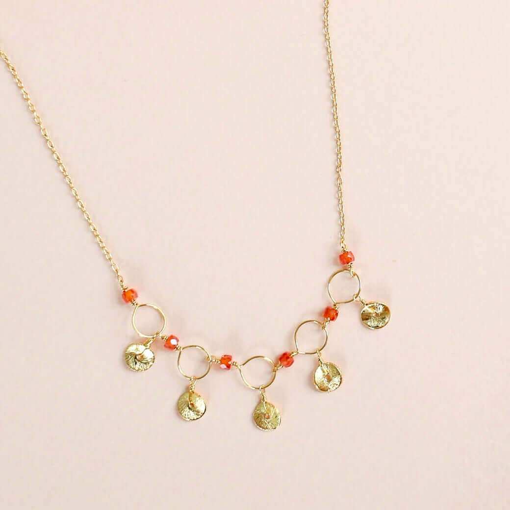 Orange Chalcedony Mini Chain Loop Necklace