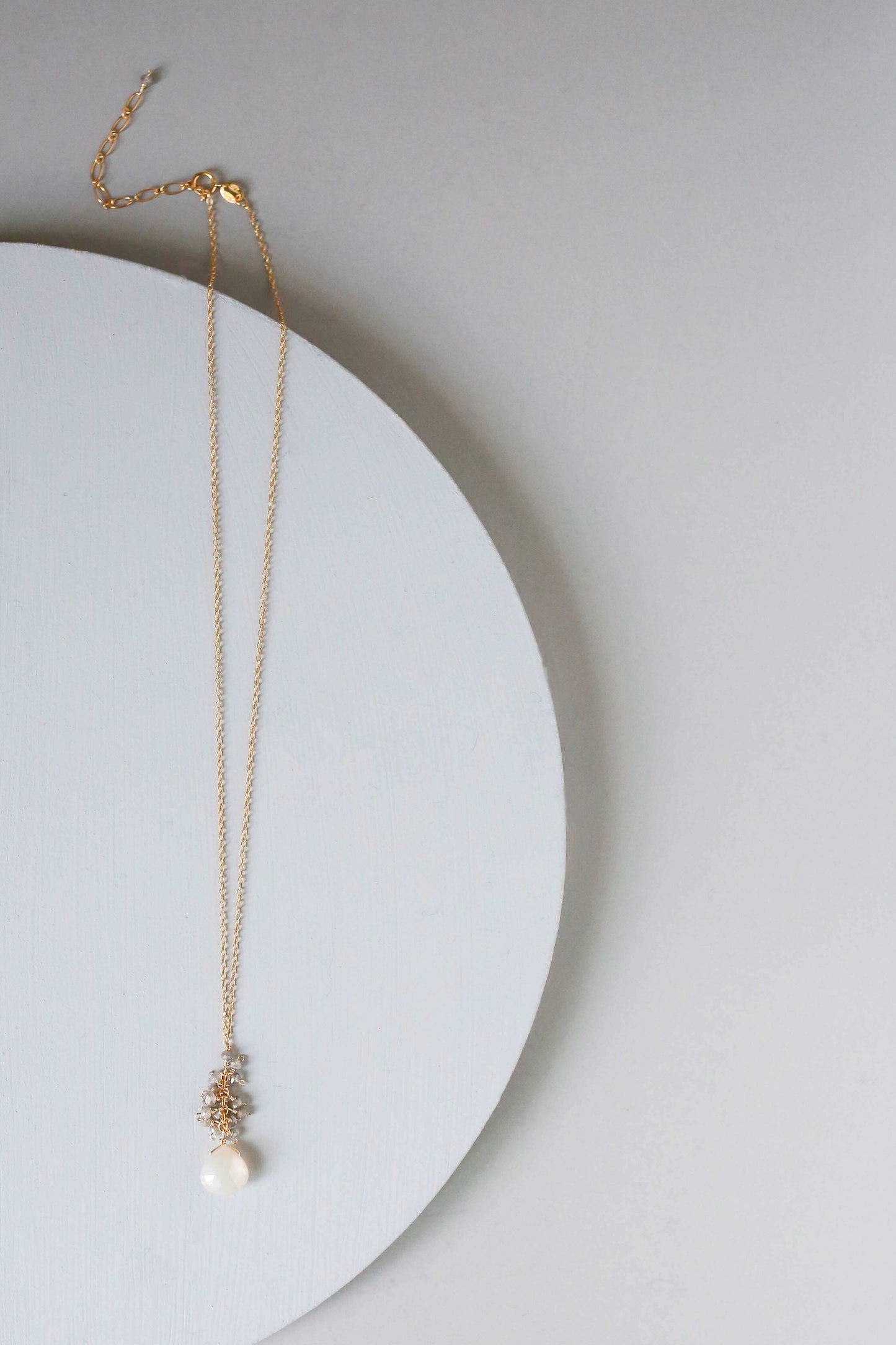 White Chalcedony Cluster Necklace