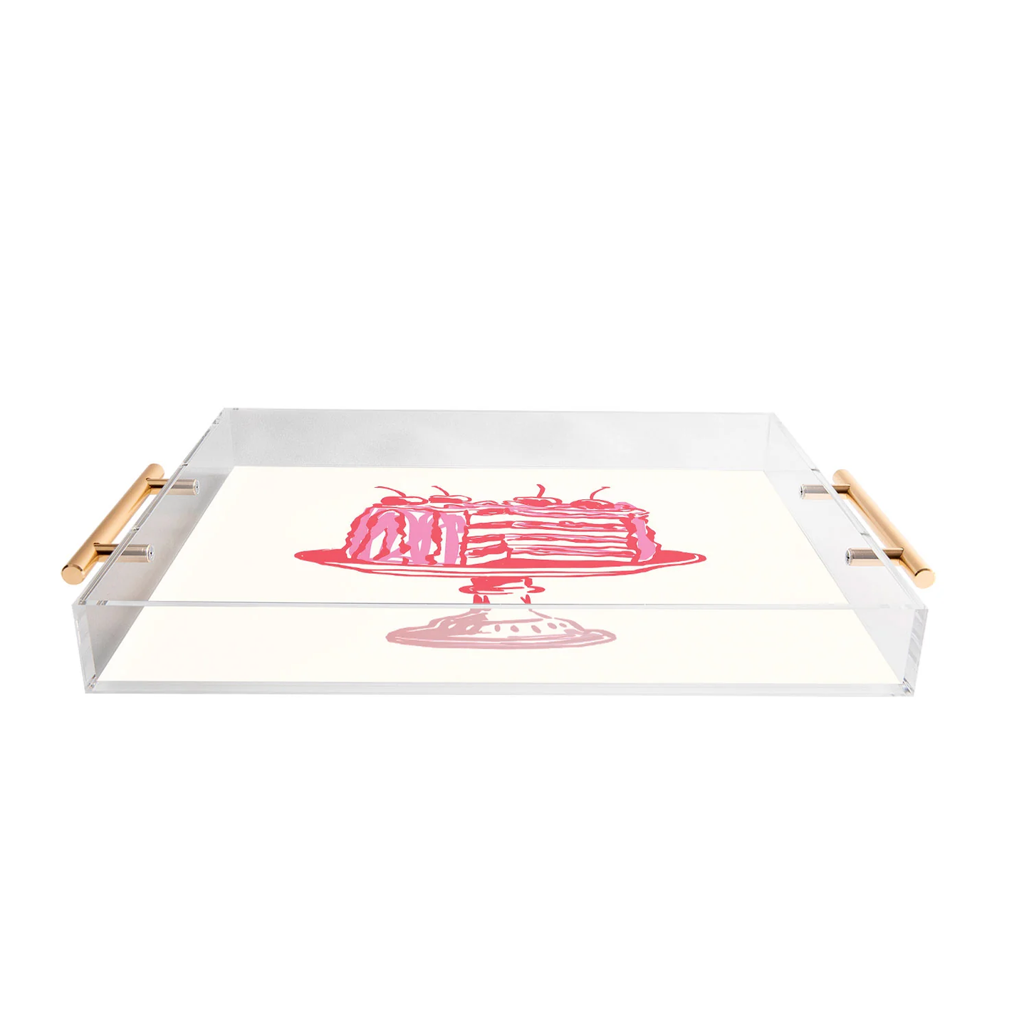 Pink Cake Acrylic Tray - Gold Handles