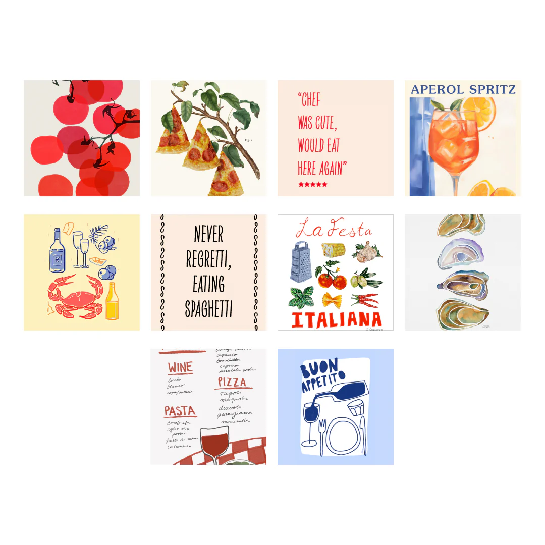 Foodie Collage Prints - Set of 10 Mixed