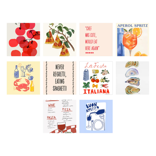 Foodie Collage Prints - Set of 10 Mixed