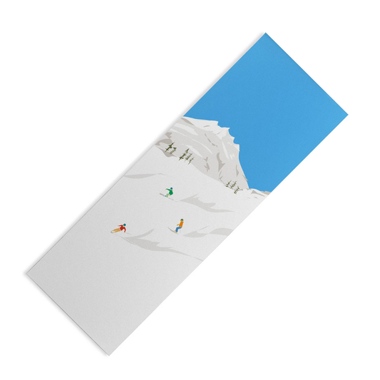 Snowy Mountain Skiers Yoga Mat