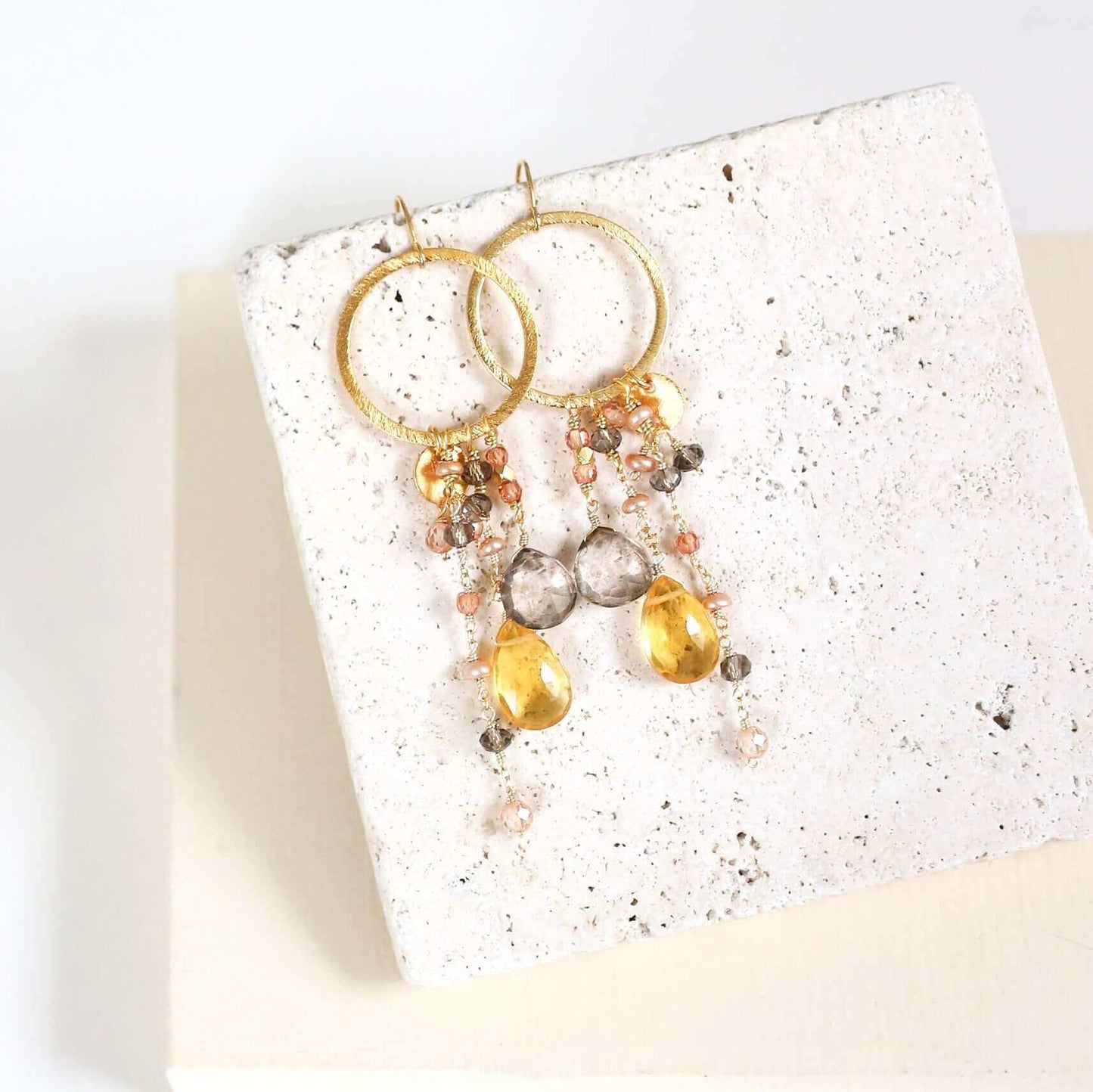 Rose Pink Gemstones Ammil Earrings