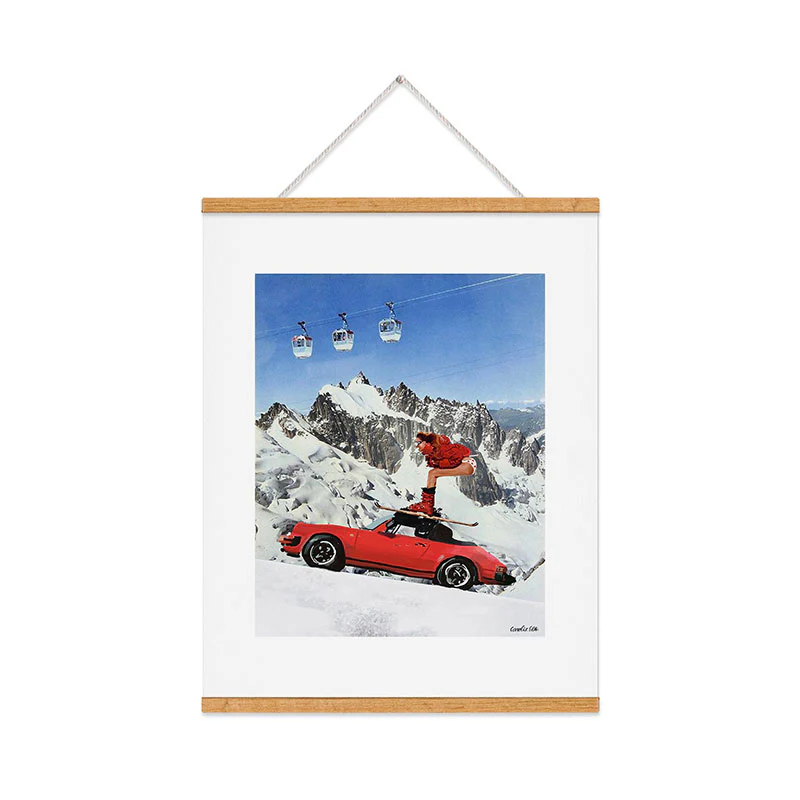 Red Ski Lift Art Print