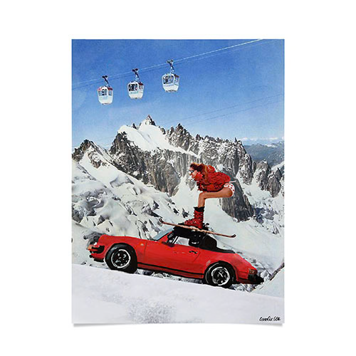 Red Ski Lift Poster Art