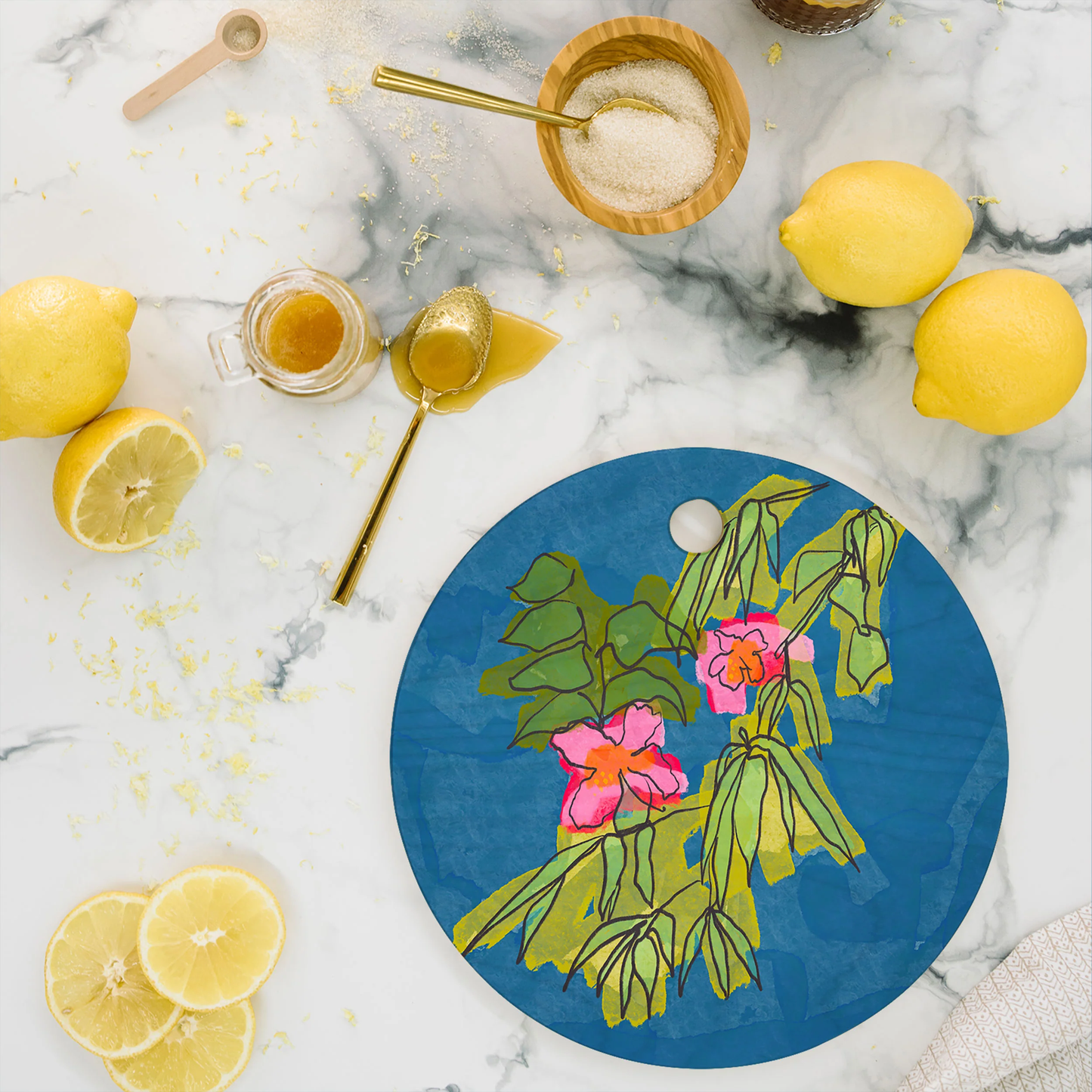 Flowers on Captiva Round Bamboo Cutting Board