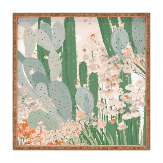 Cactus Garden Square Bamboo Tray