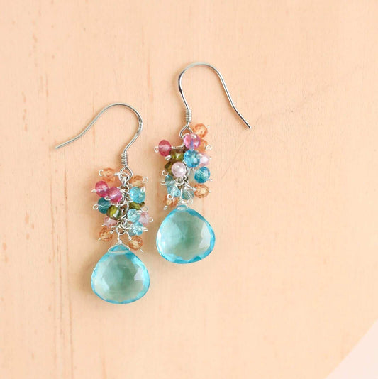 Aquamarine Quartz Silver Bala Earrings