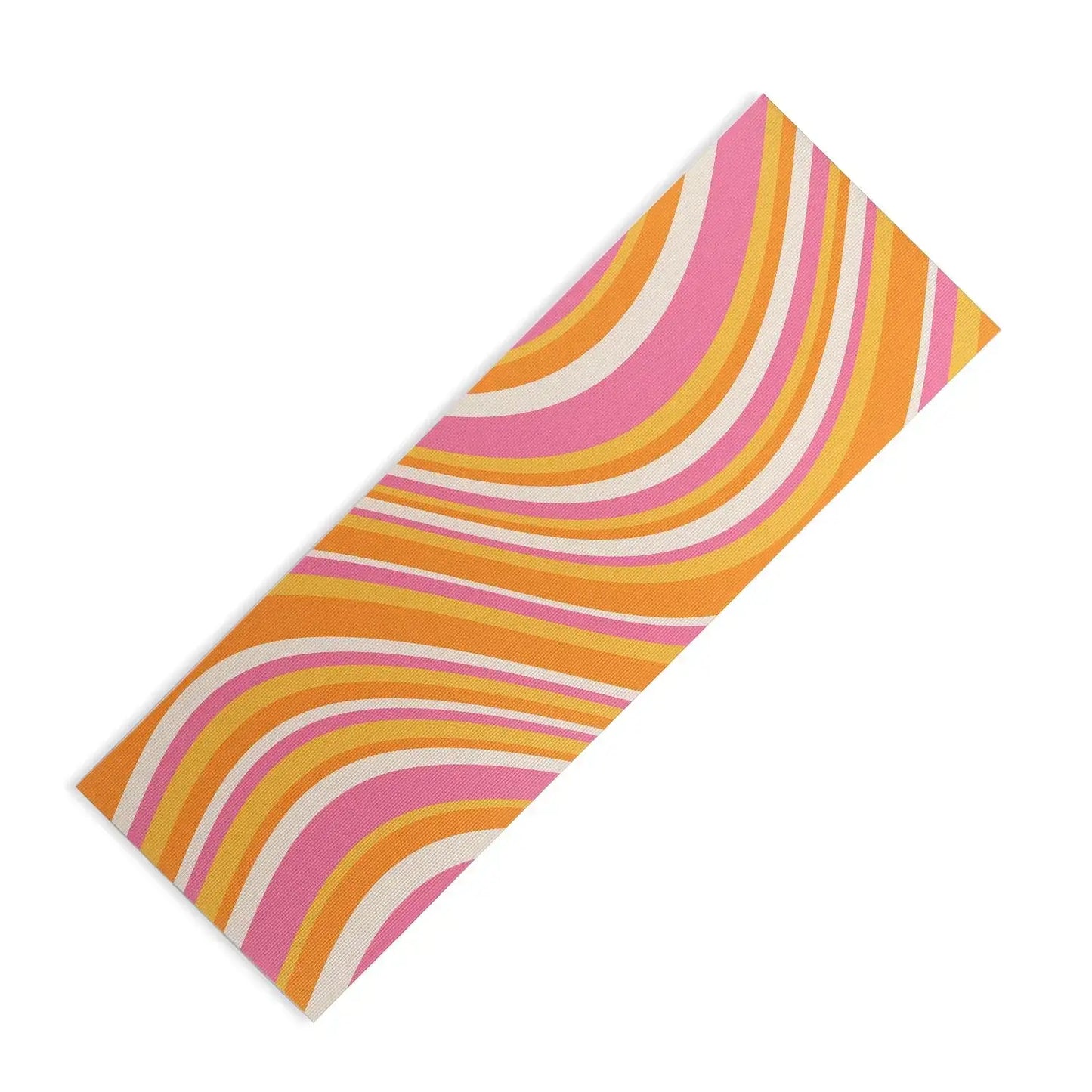 Wavy Retro Pink Stripes Yoga Mat