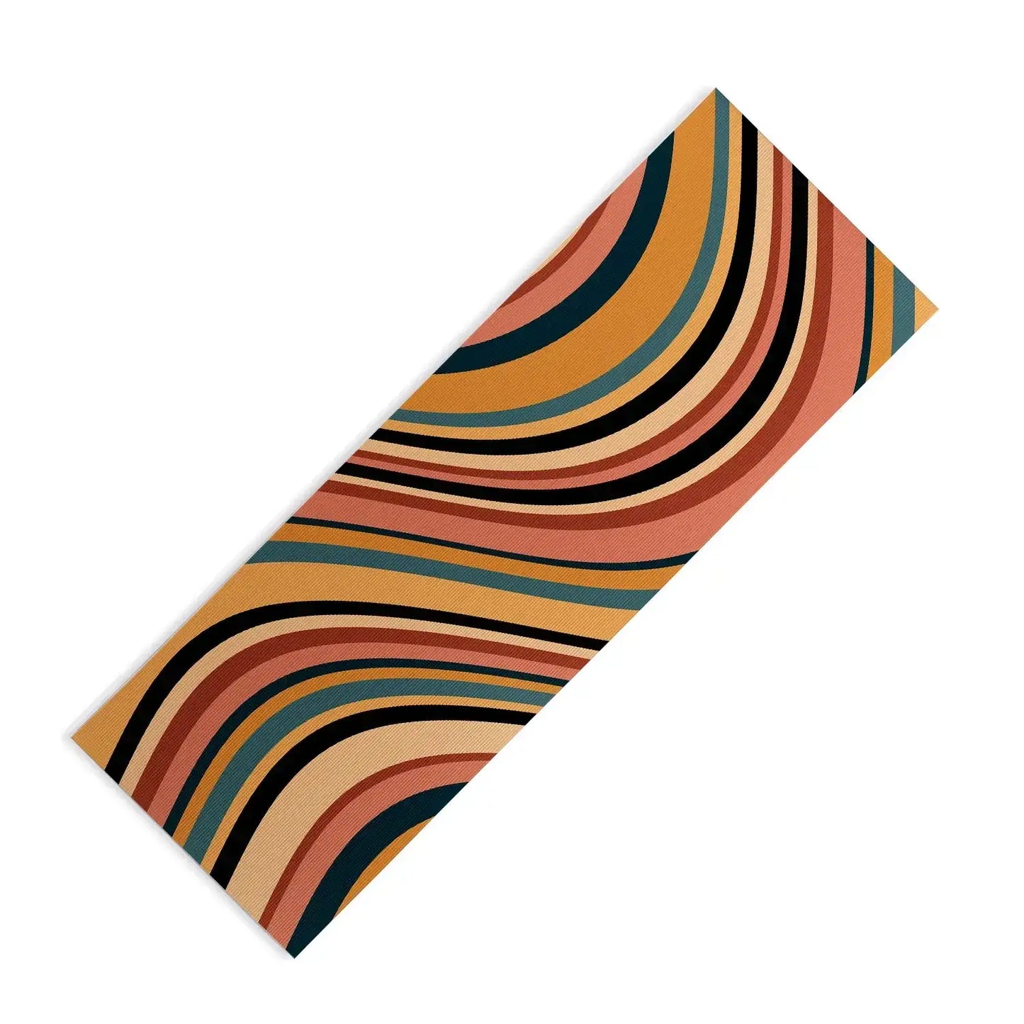 Wavy Retro Moody Stripes Yoga Mat