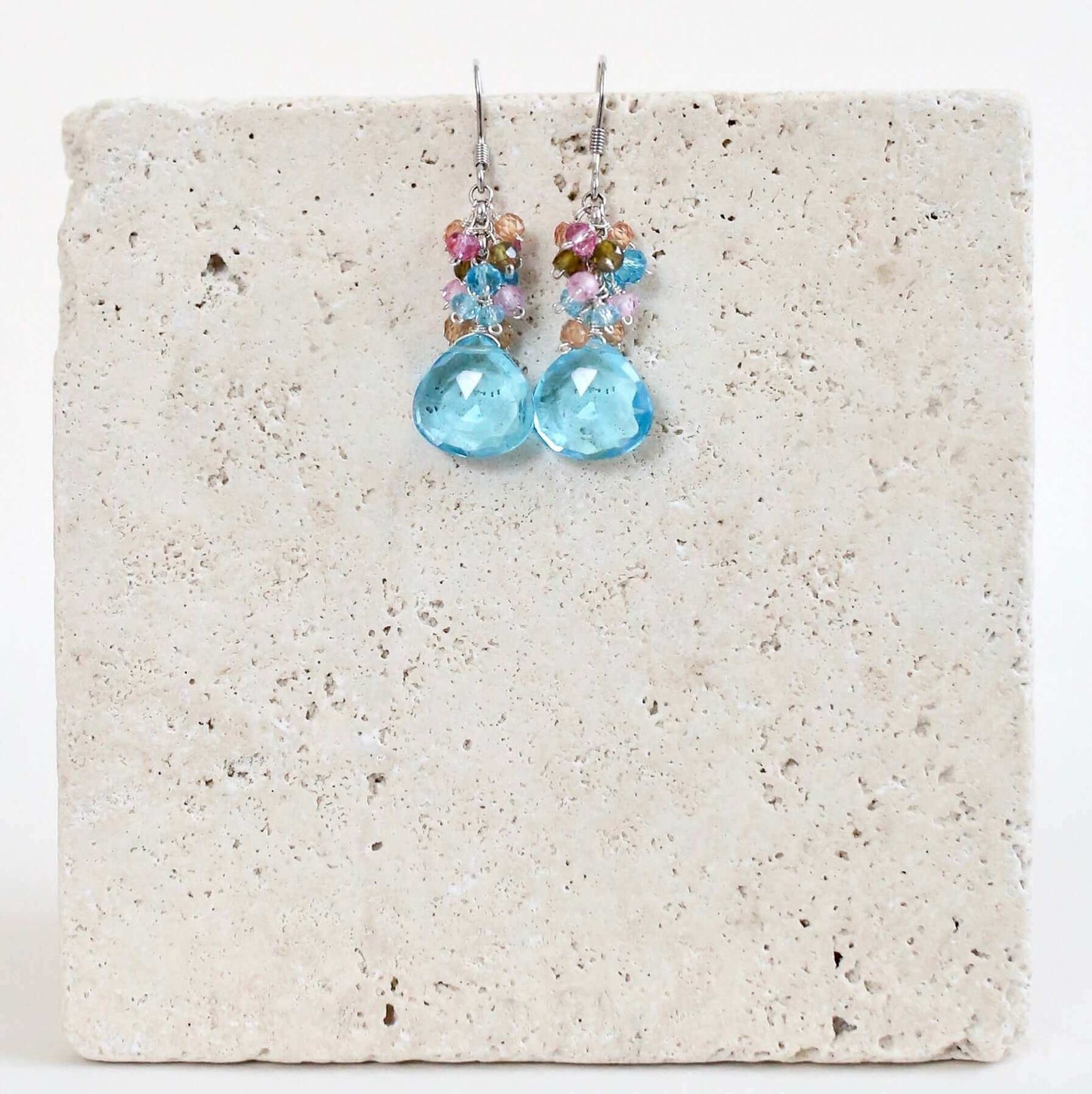 Aquamarine Quartz Silver Bala Earrings
