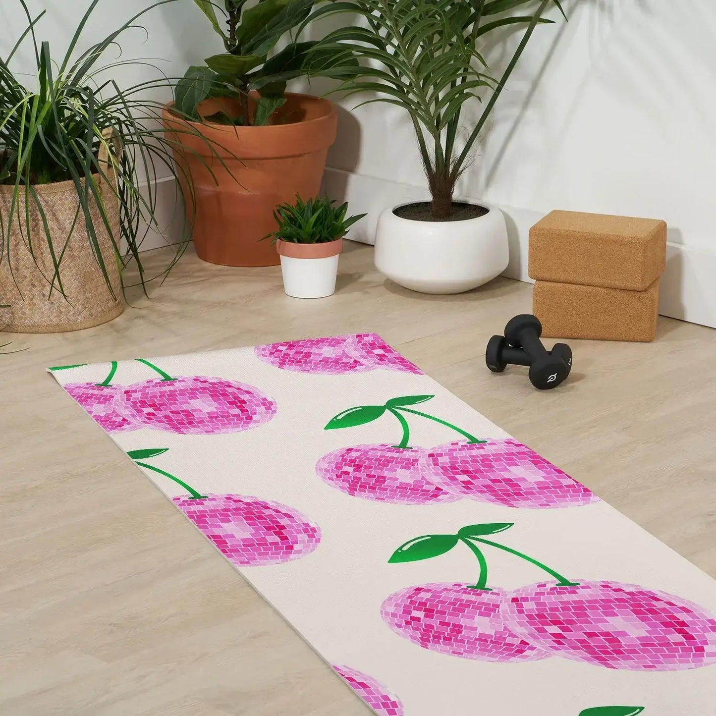 Disco Ball Cherries Yoga Mat