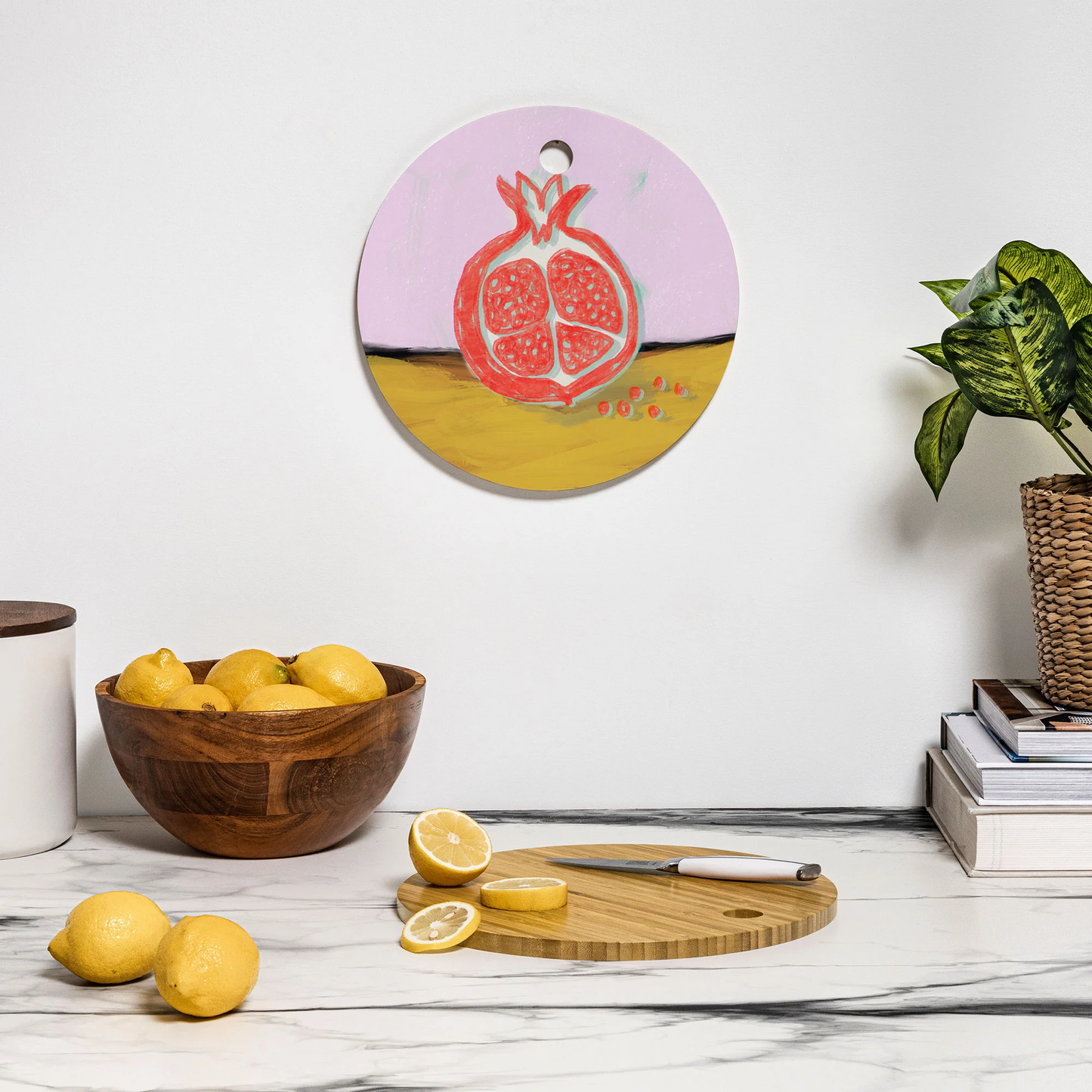 Pomegranate Round Bamboo Cutting Board