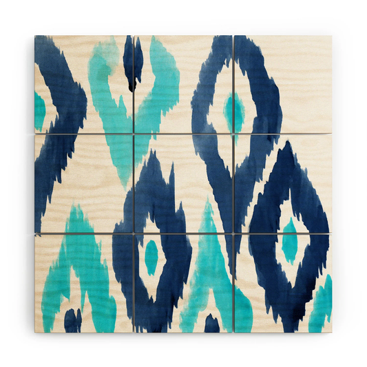 Malibu Blue Ikat Wood Wall Mural