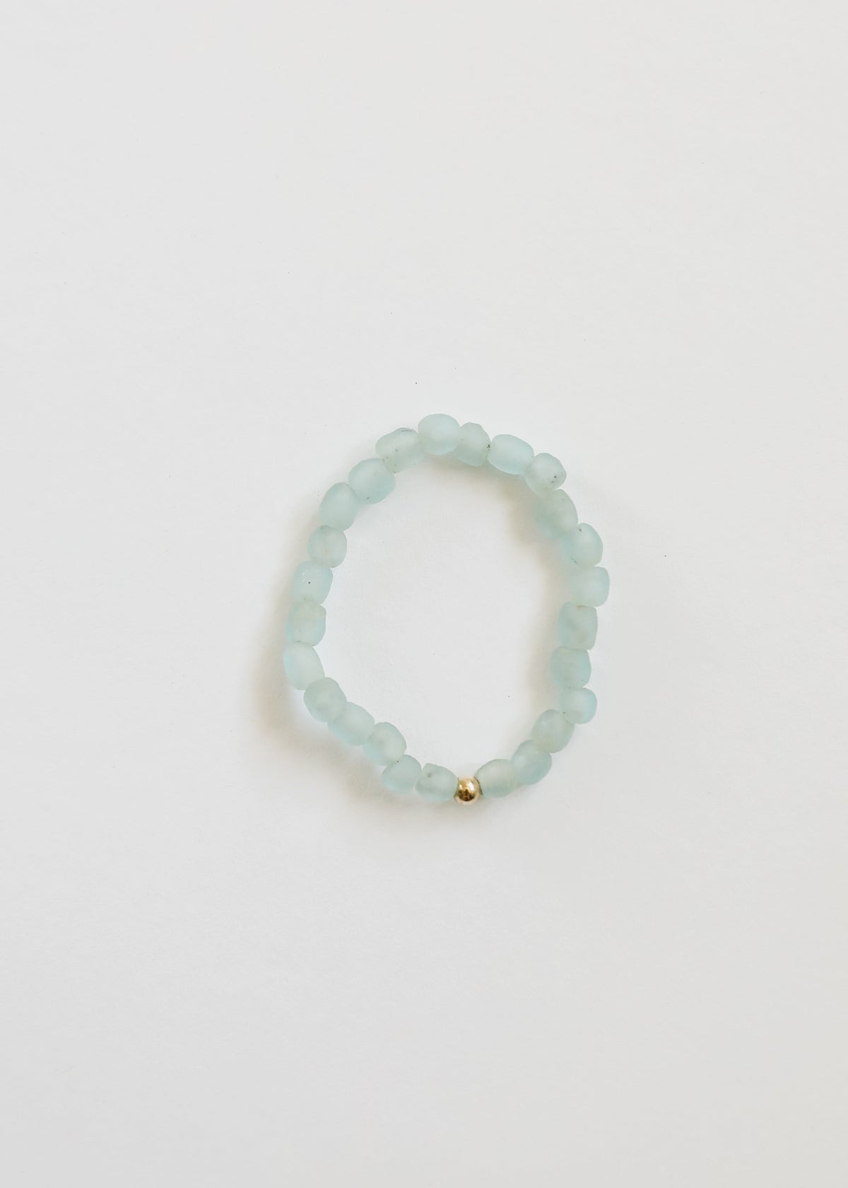 Blue Sea Glass + 14k Gold Filled or Sterling Silver || Stretch Bracelet