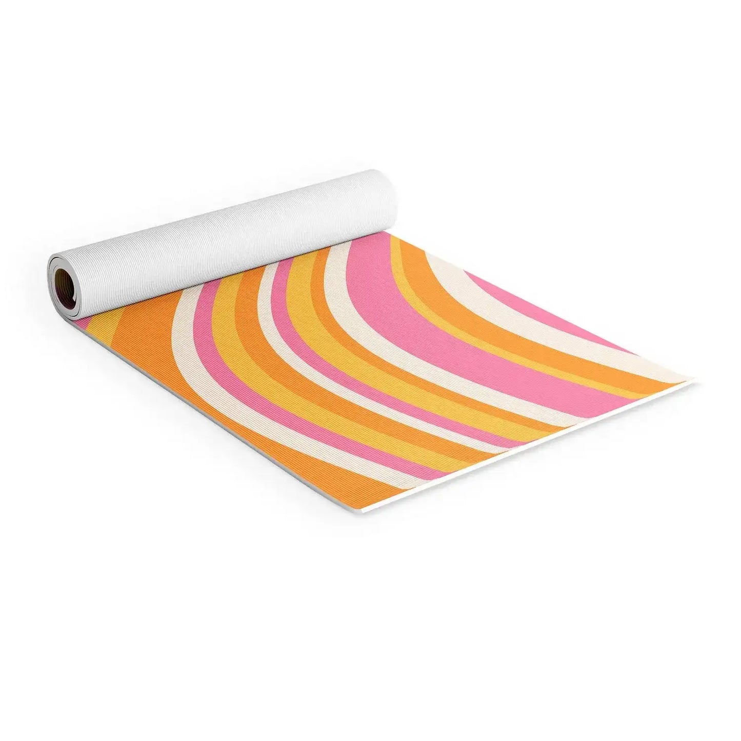 Wavy Retro Pink Stripes Yoga Mat