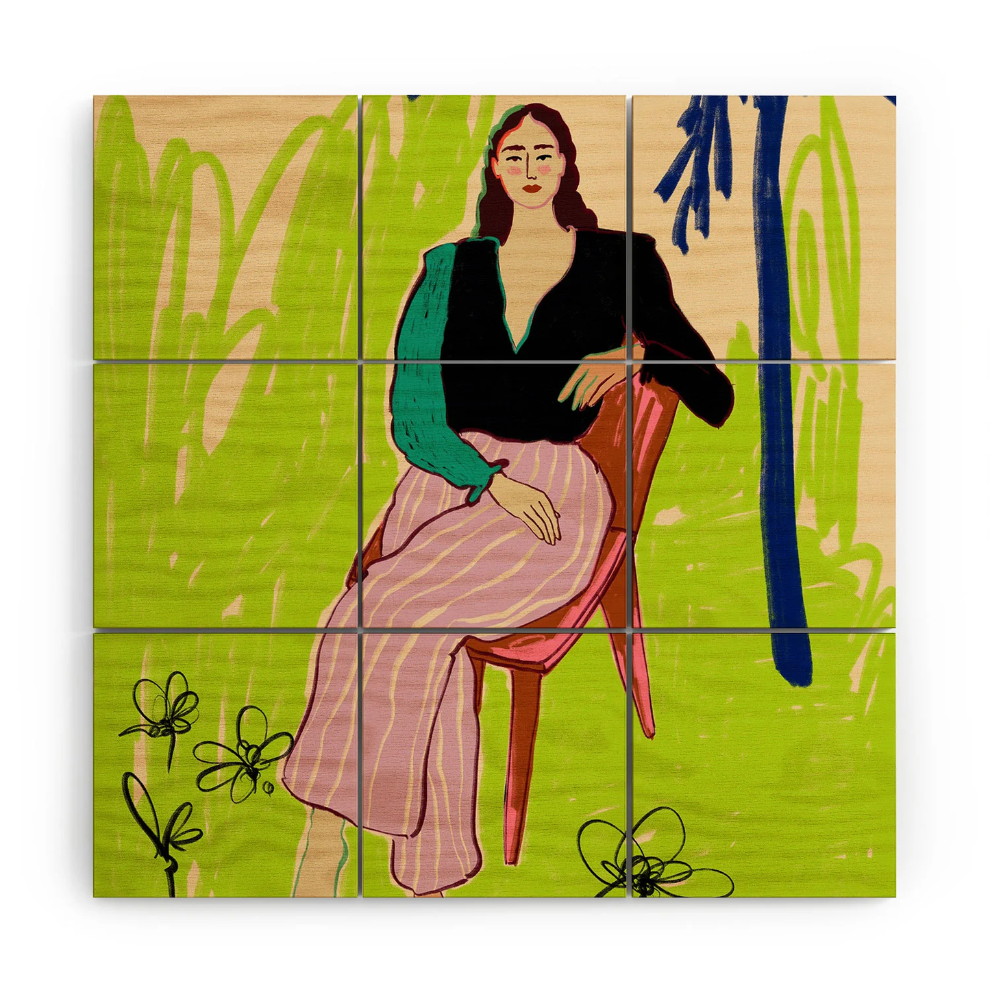 Relaxed Woman Wood Wall Mural