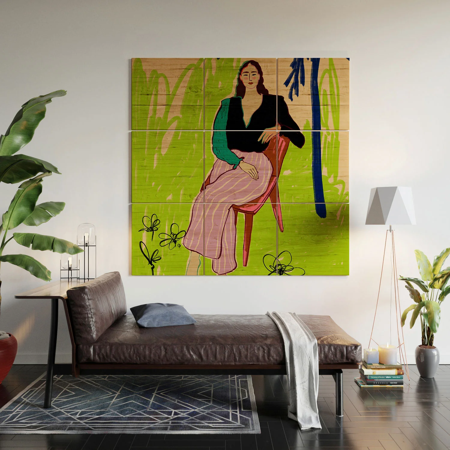 Relaxed Woman Wood Wall Mural