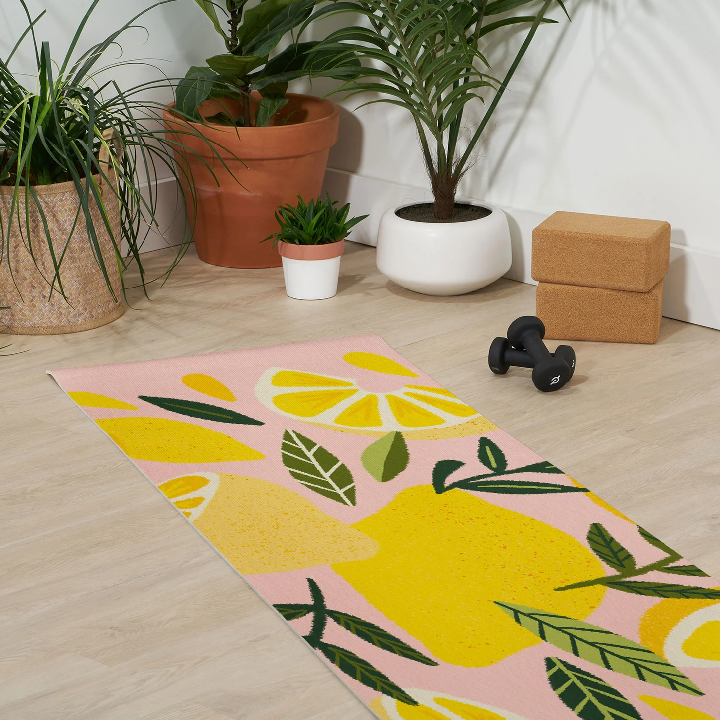 Lemon Blooms Blush Yoga Mat