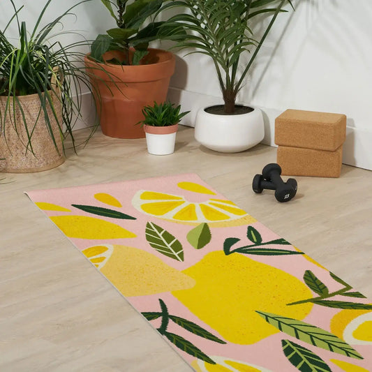 Lemon Blooms Blush Yoga Mat