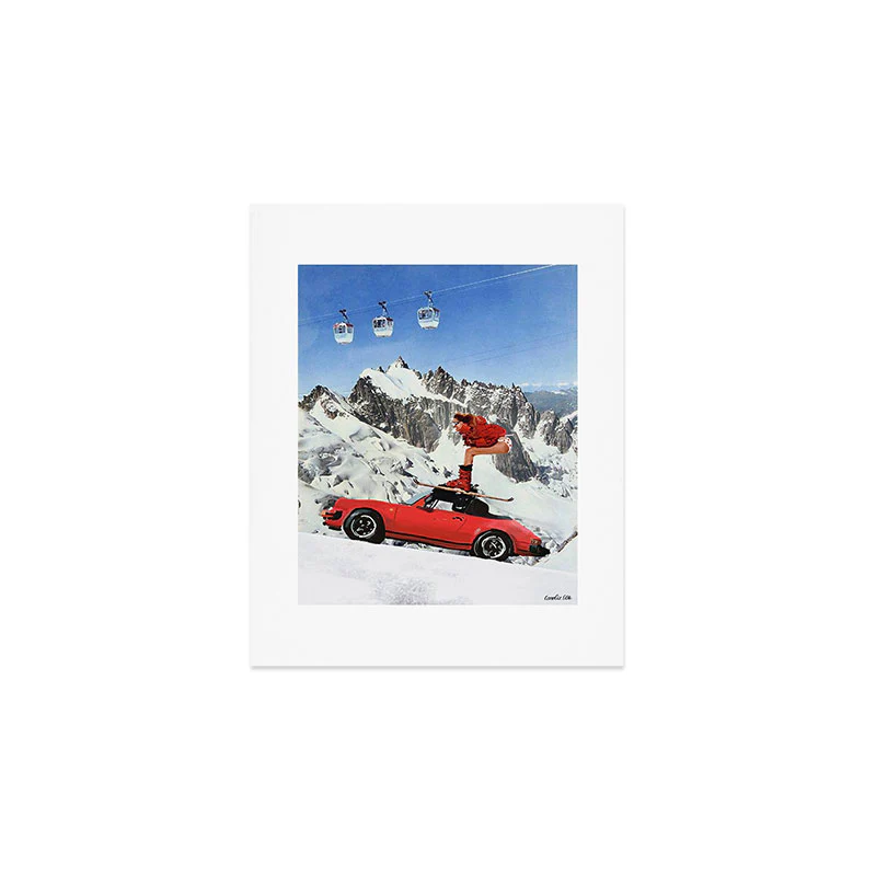 Red Ski Lift Art Print