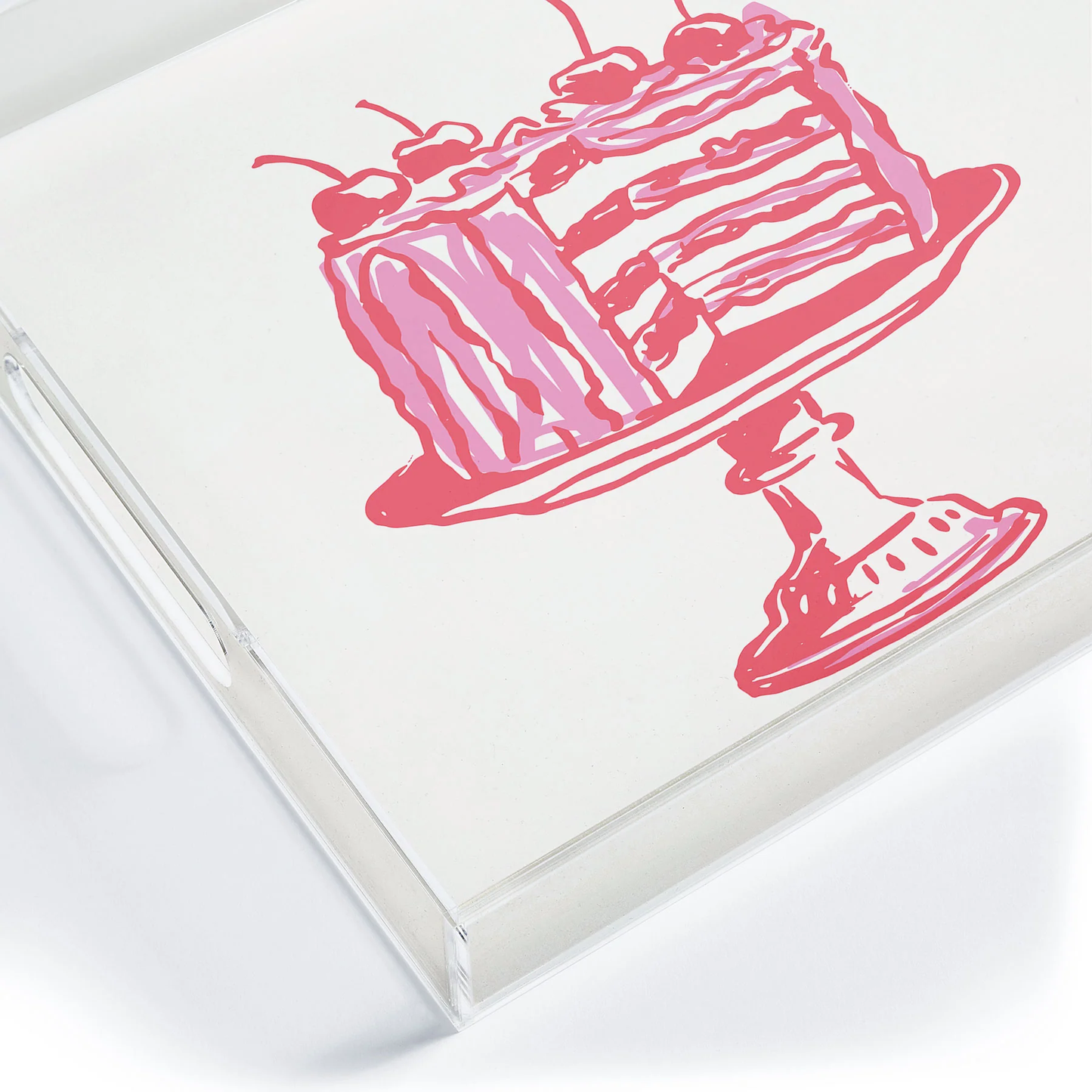 Pink Cake Acrylic Tray - Medium w/Handles